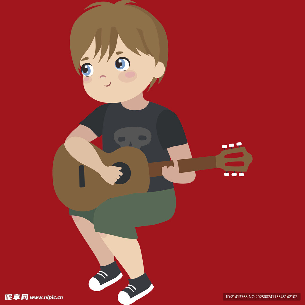 弹吉他的小男孩
