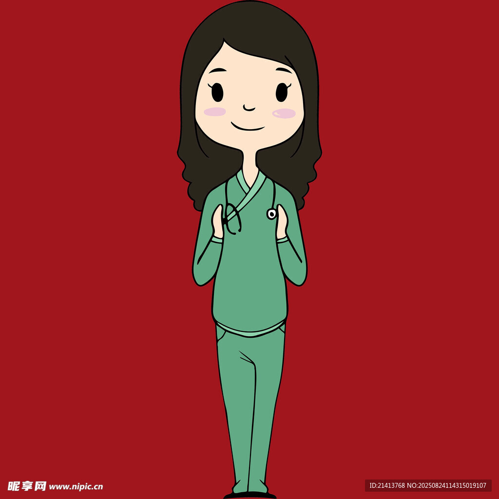 穿绿衣的卡通女孩形象