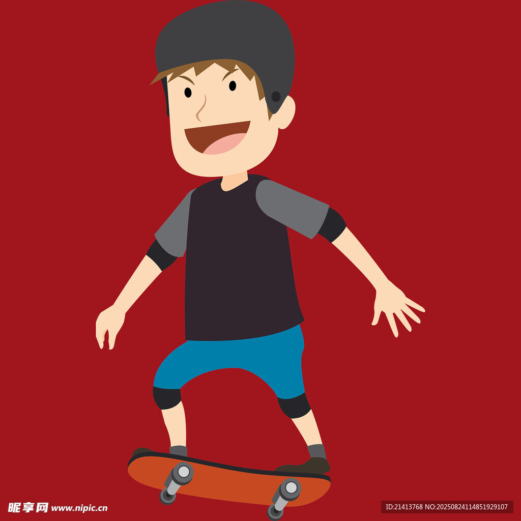 男孩快乐玩滑板