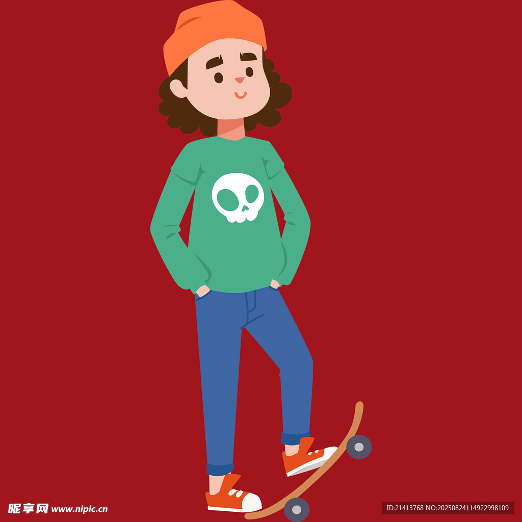 滑板少年的酷炫休闲时刻