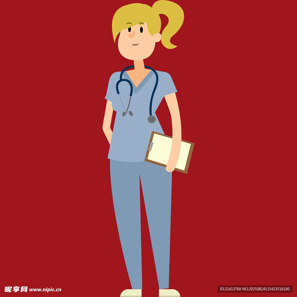 女医护人员手持病历本形象