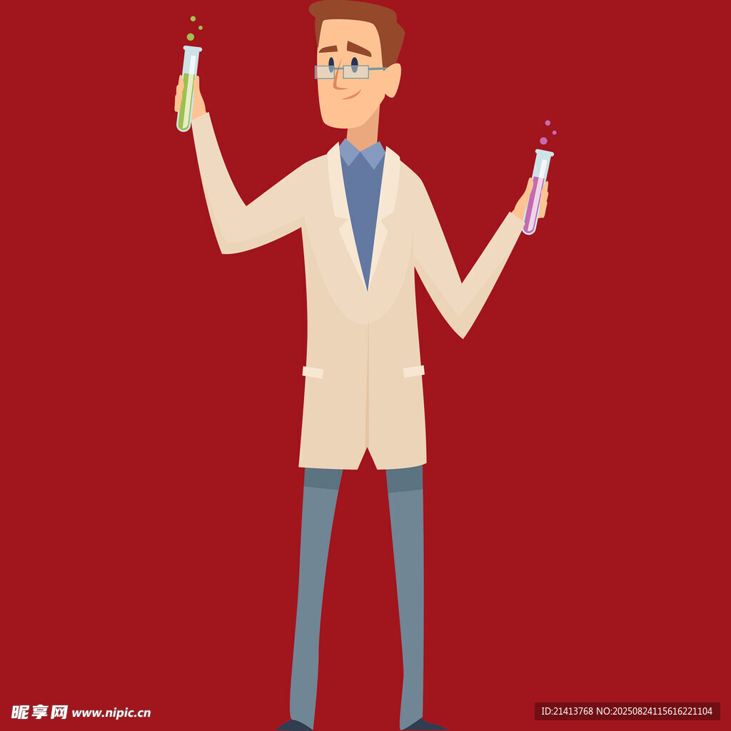 科学家手持试管做实验