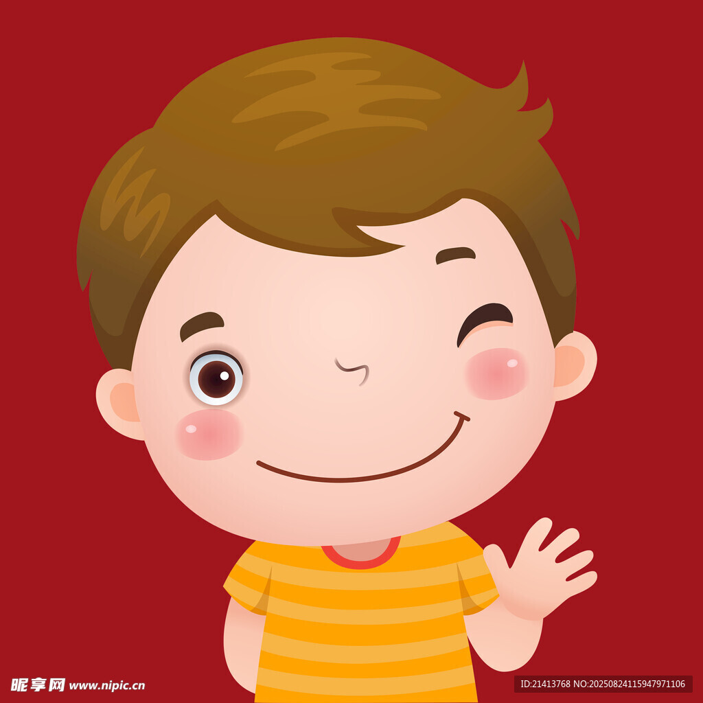挥手微笑的可爱小男孩