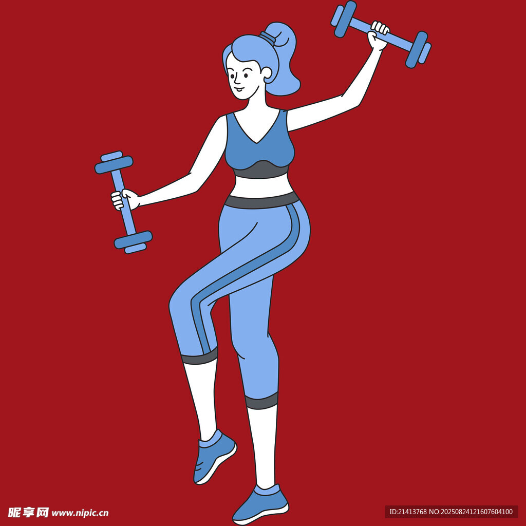 女子举哑铃健身活力瞬间