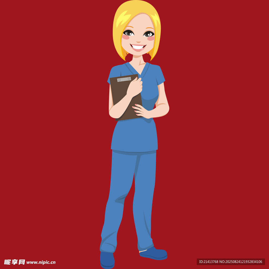手持书本的金发蓝衣女孩