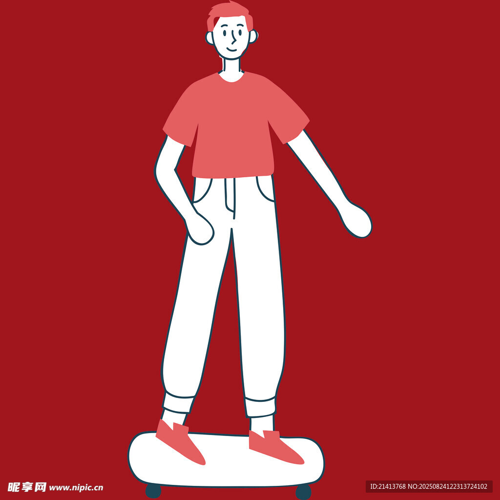 红衣男子滑板酷炫瞬间