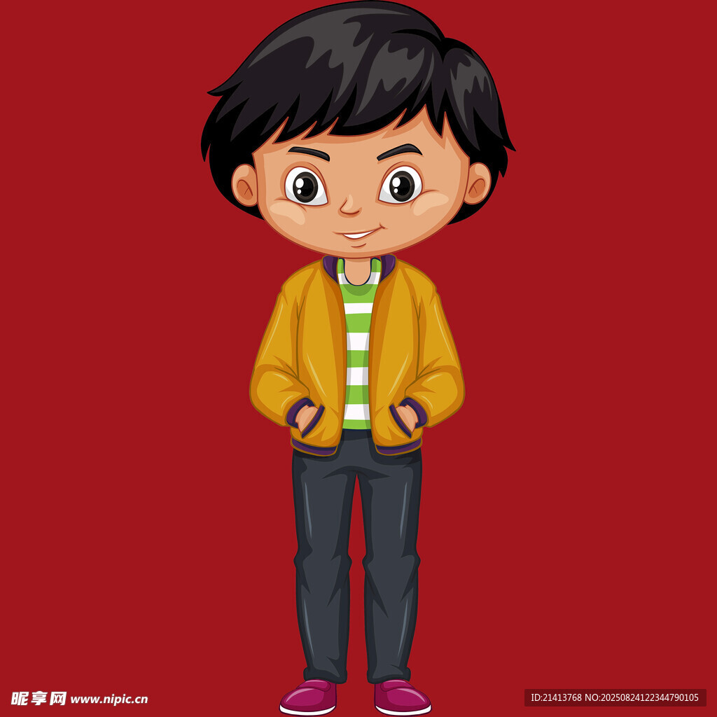 穿黄外套的可爱小男孩