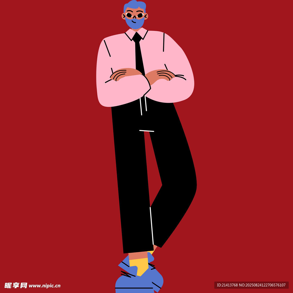 时尚男士站姿插画形象