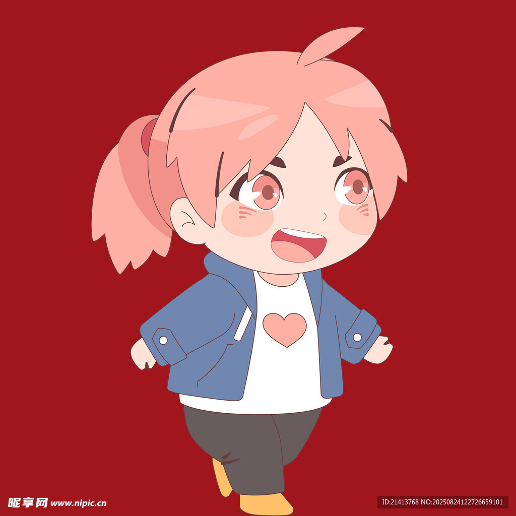 可爱双马尾女孩俏皮奔跑