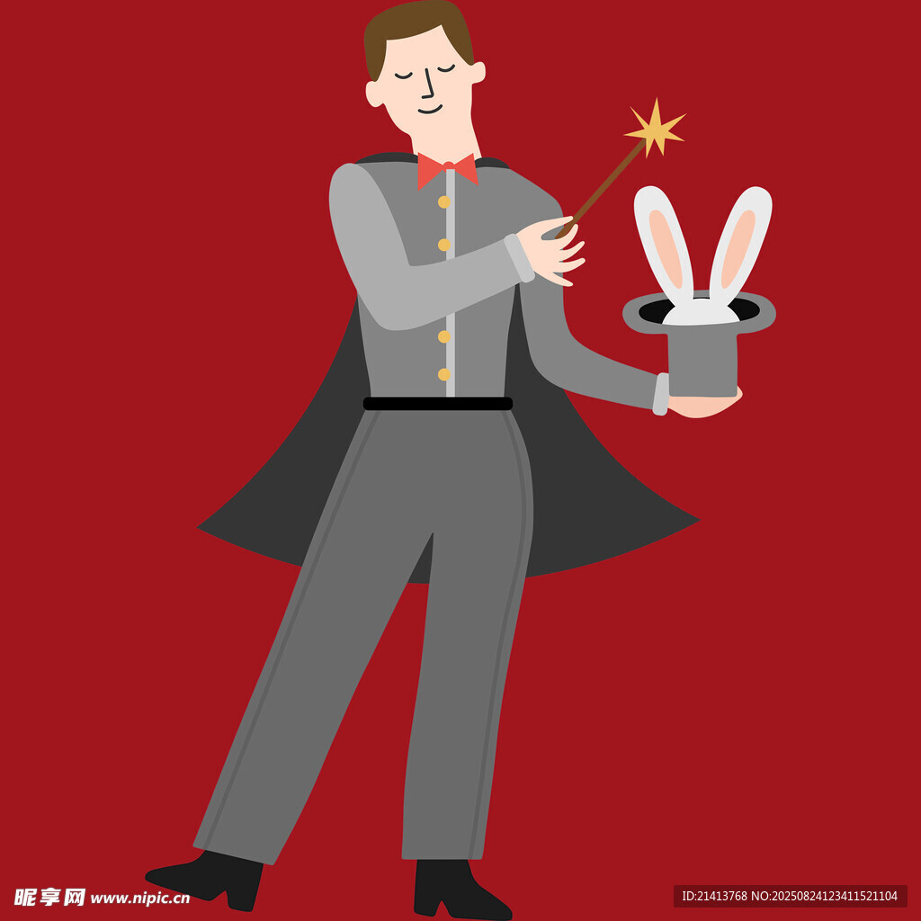 魔术师变出兔子瞬间
