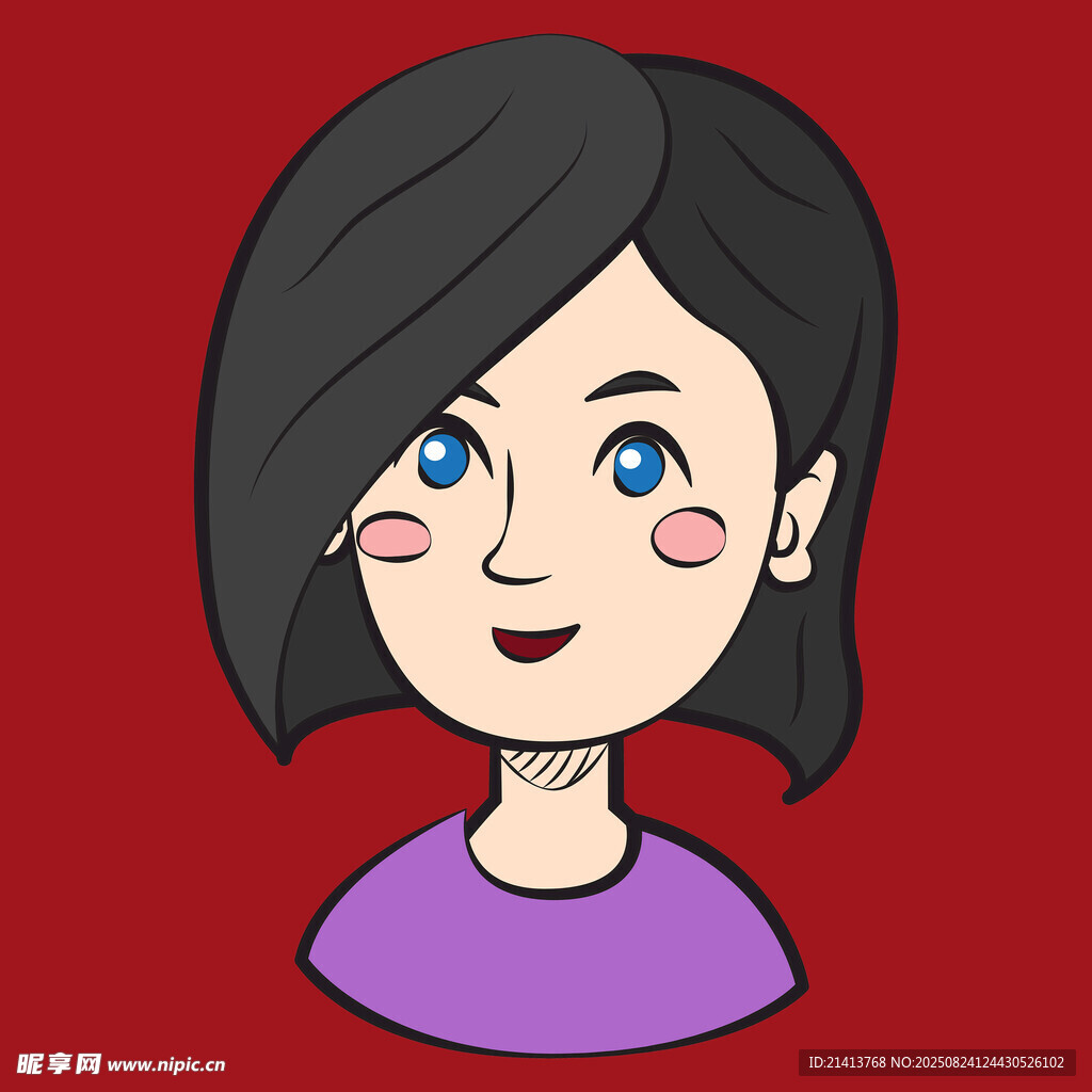 卡通短发女孩头像