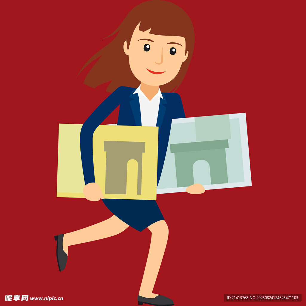 奔跑的职场女性展示图表