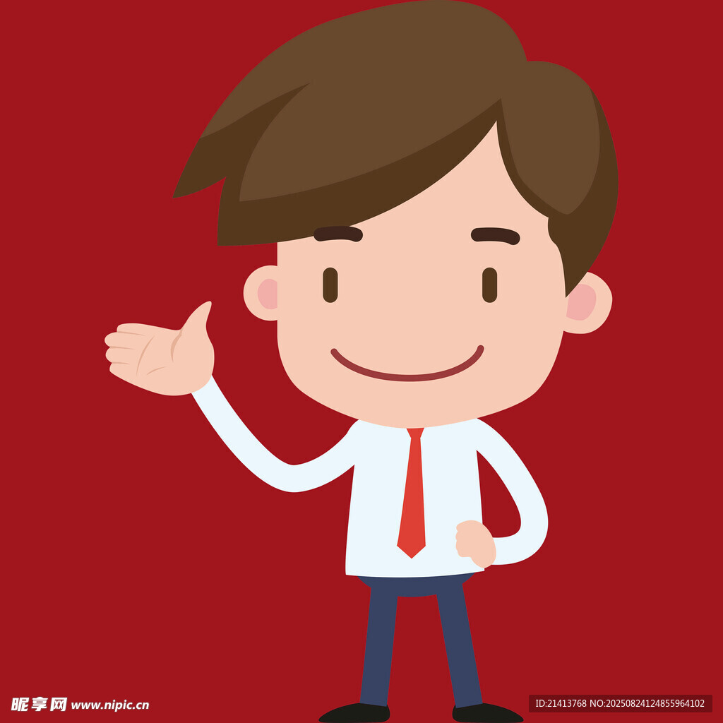商务男孩热情挥手示意