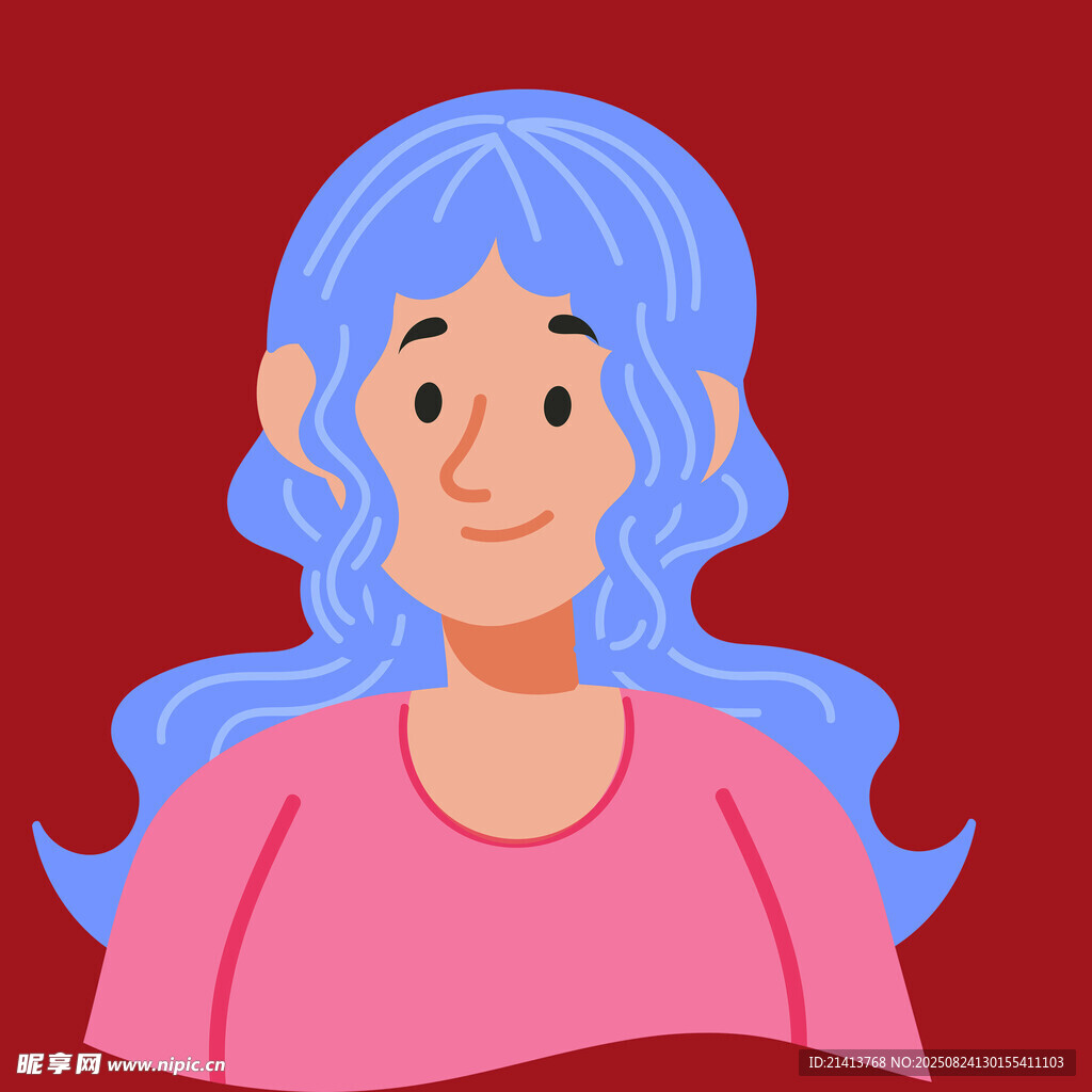 蓝发女子粉色上衣头像