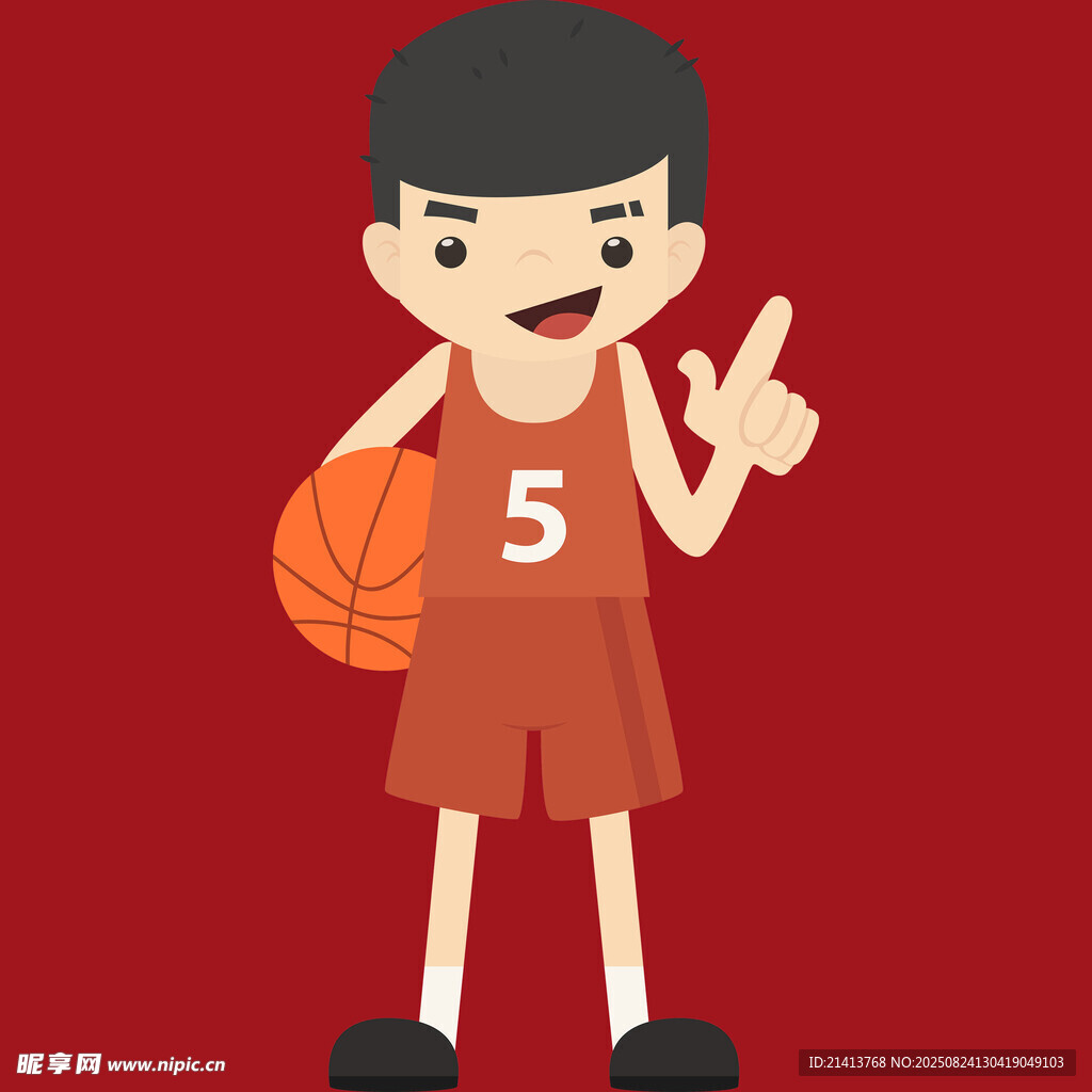 篮球少年展示5号球衣