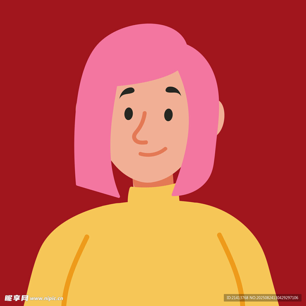 粉色头发的黄色上衣女孩