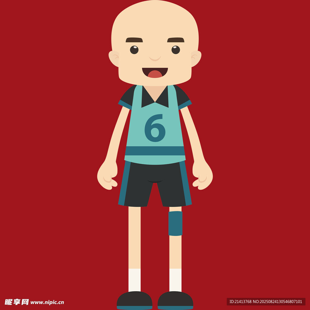 穿6号球衣的卡通排球少年