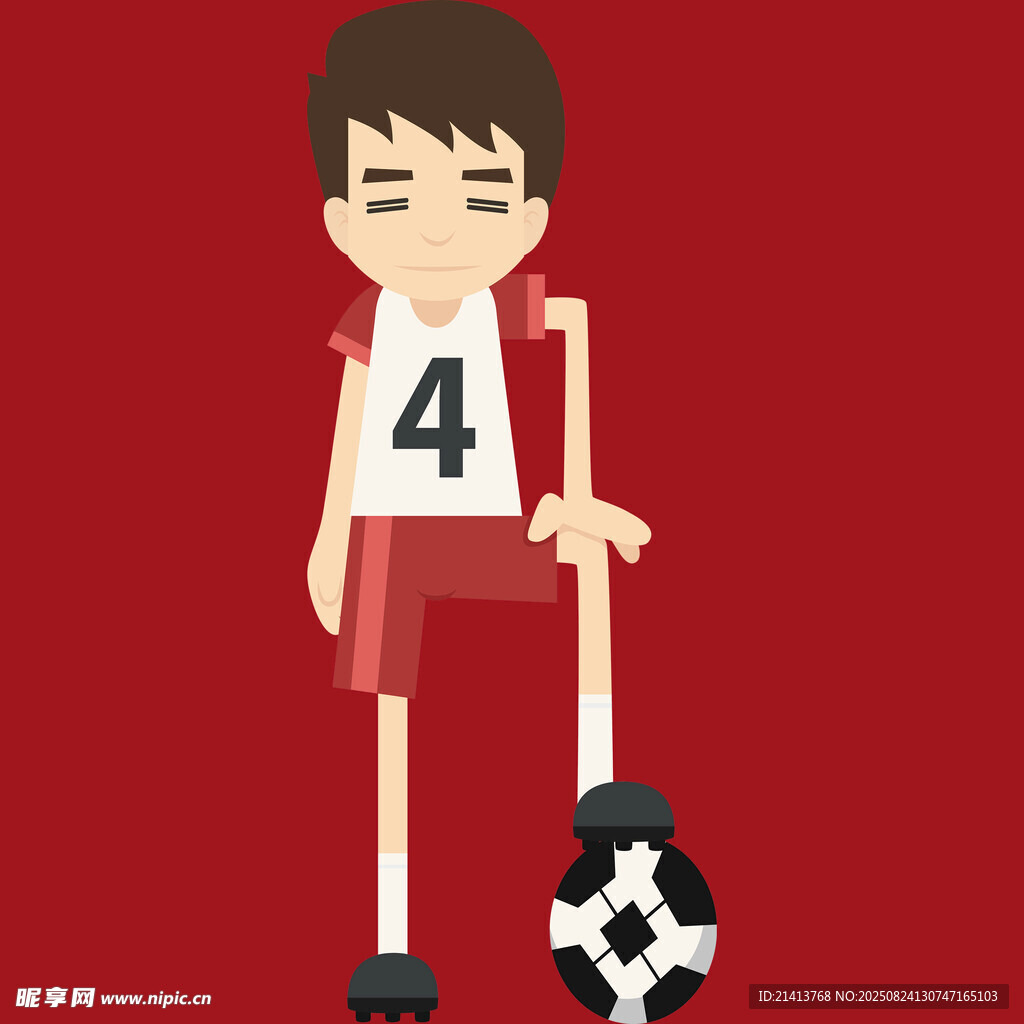手持球杆的4号卡通运动员