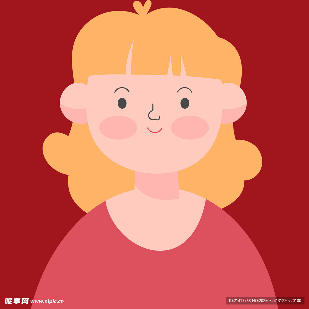 红发女孩头像插画