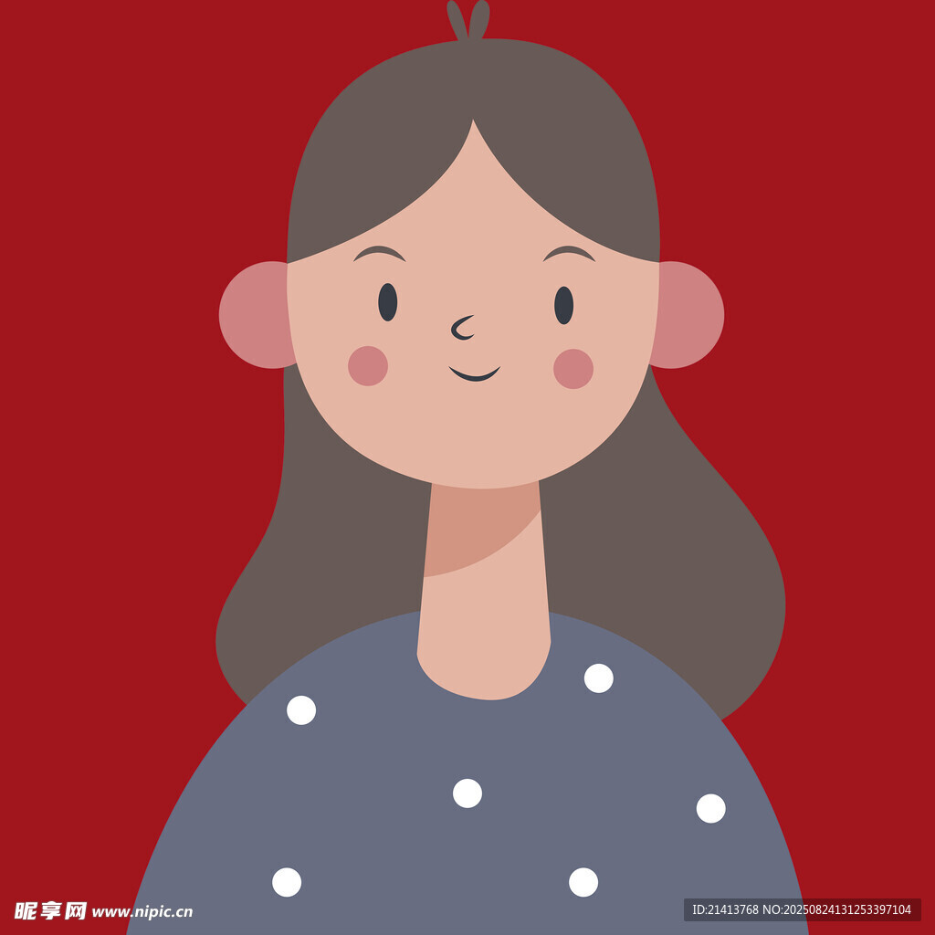 微笑女孩头像插画