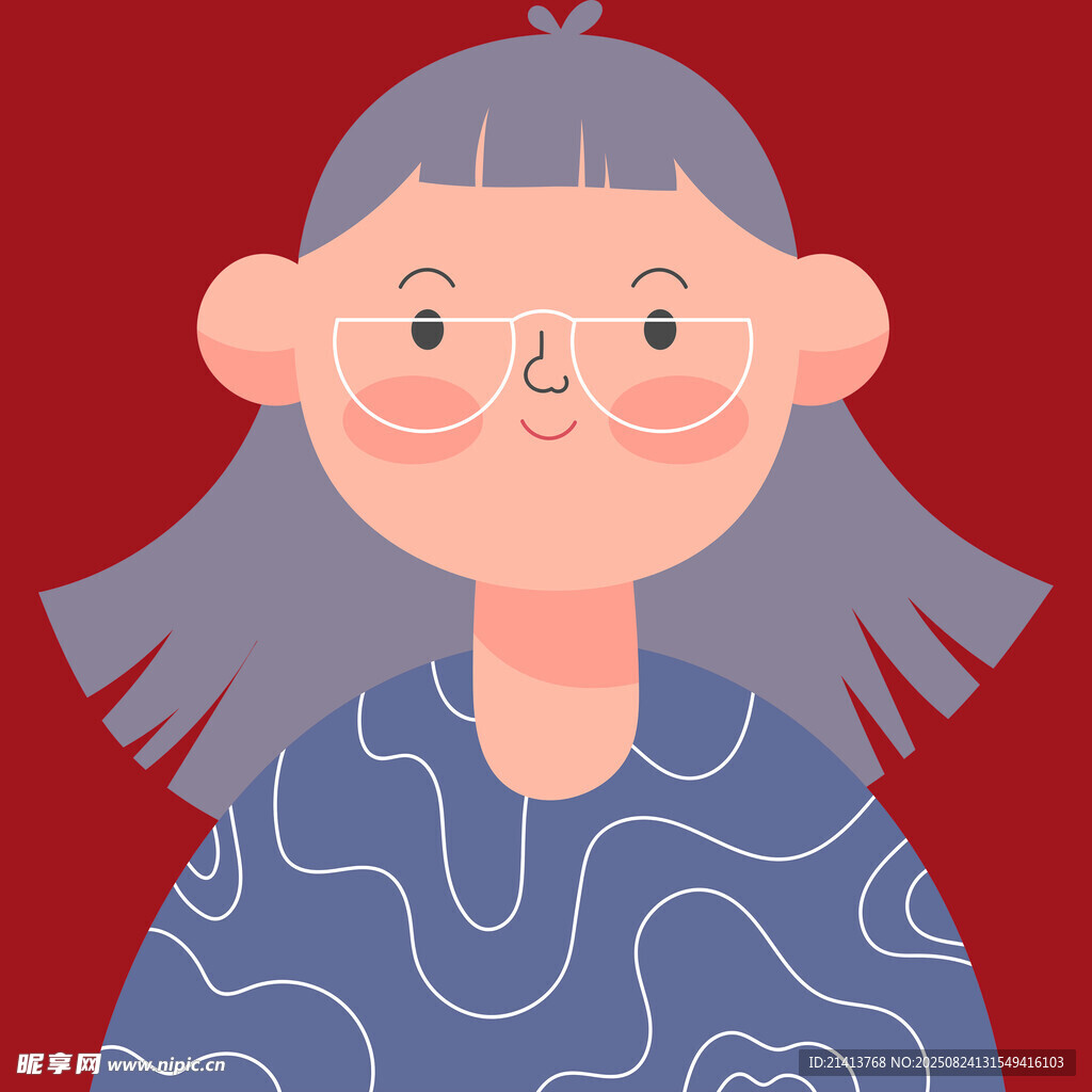戴眼镜的可爱卡通女孩