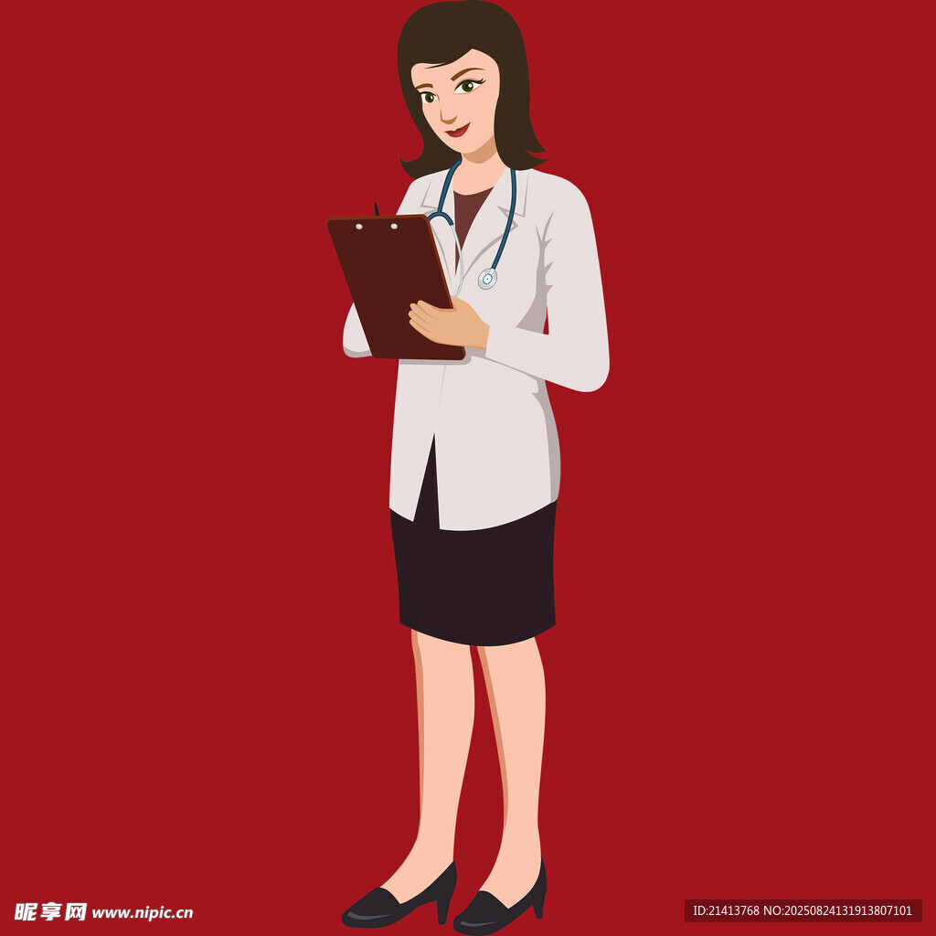 女医生手持记录板