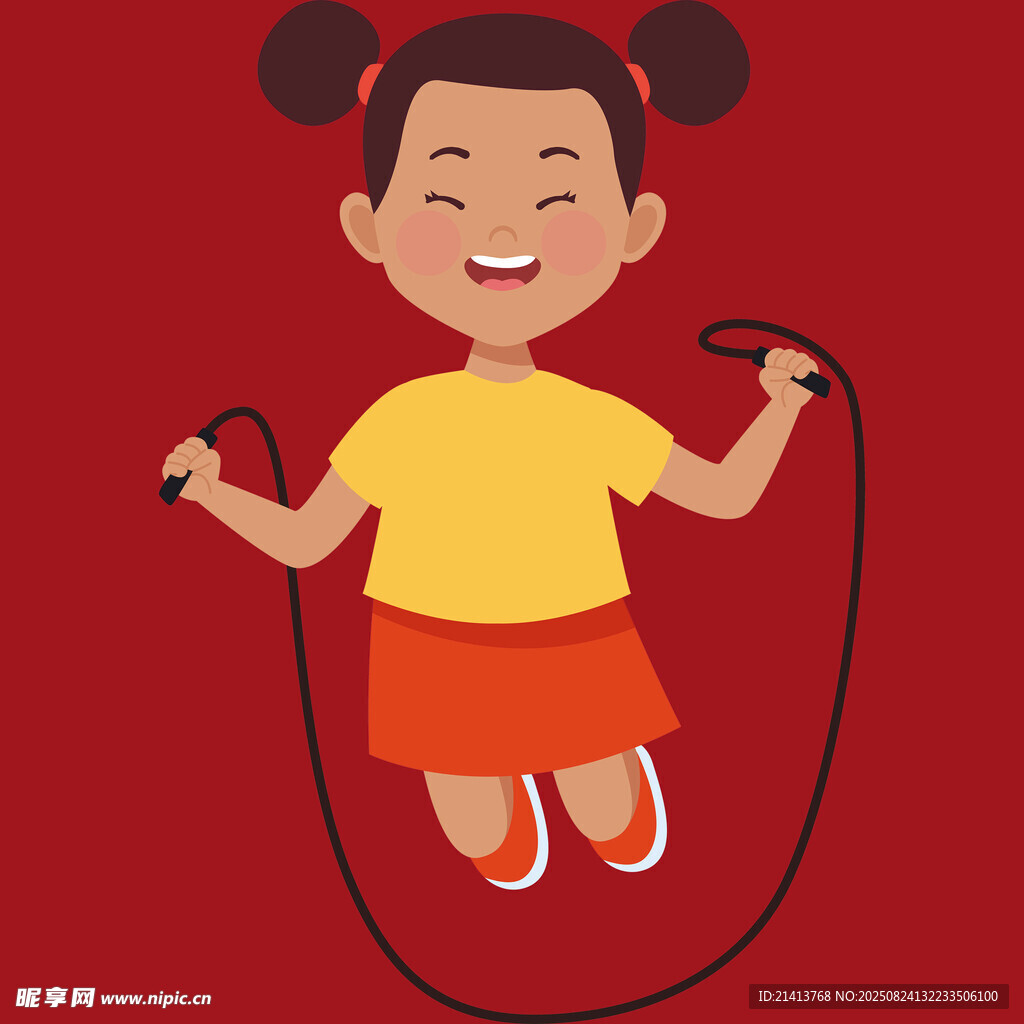 小女孩欢快跳绳瞬间