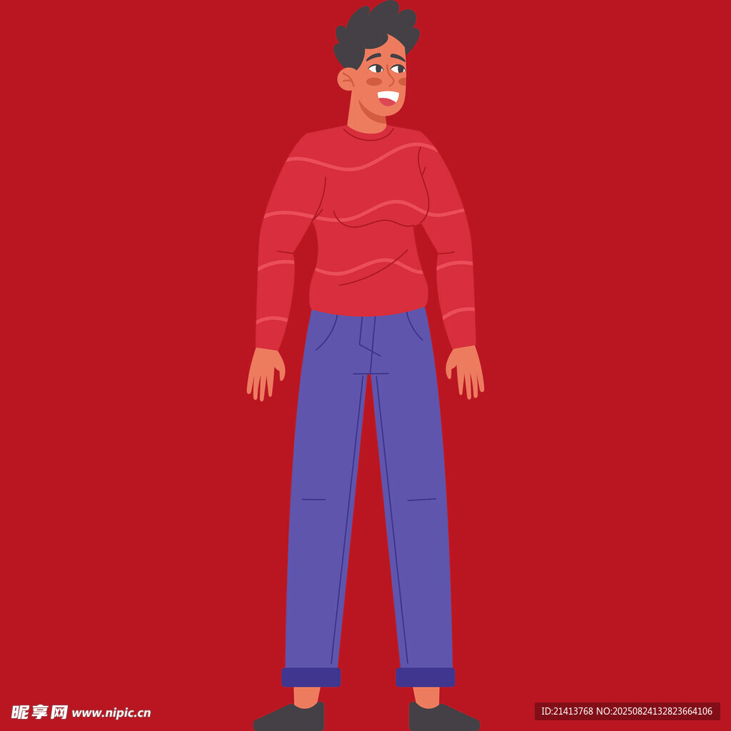 穿红衣蓝裤的站立男子