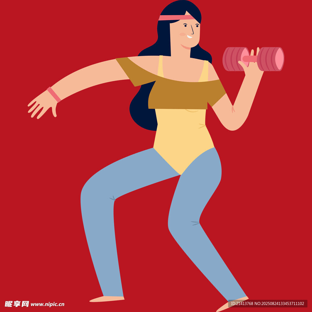 活力女性举哑铃健身