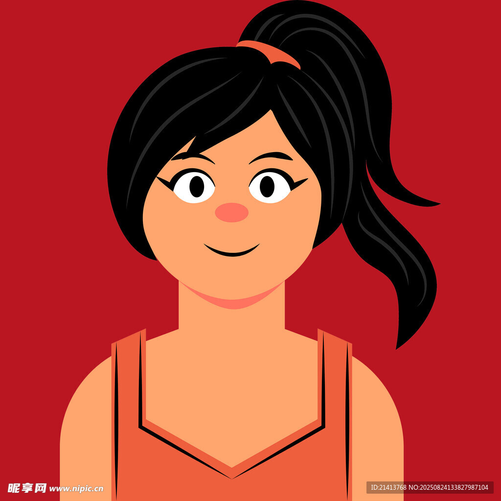 扎马尾的微笑红衣女孩