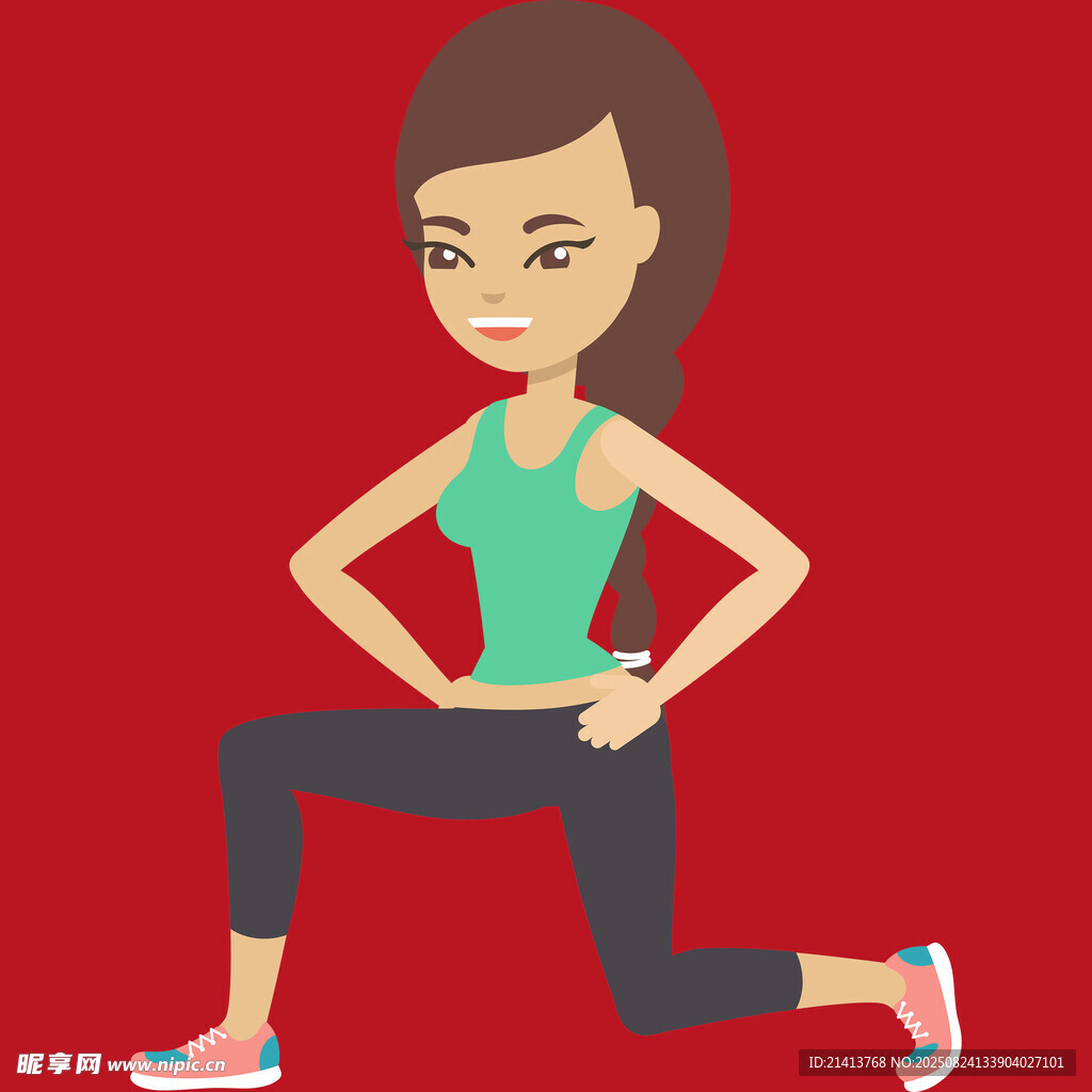 女子做健身弓步动作