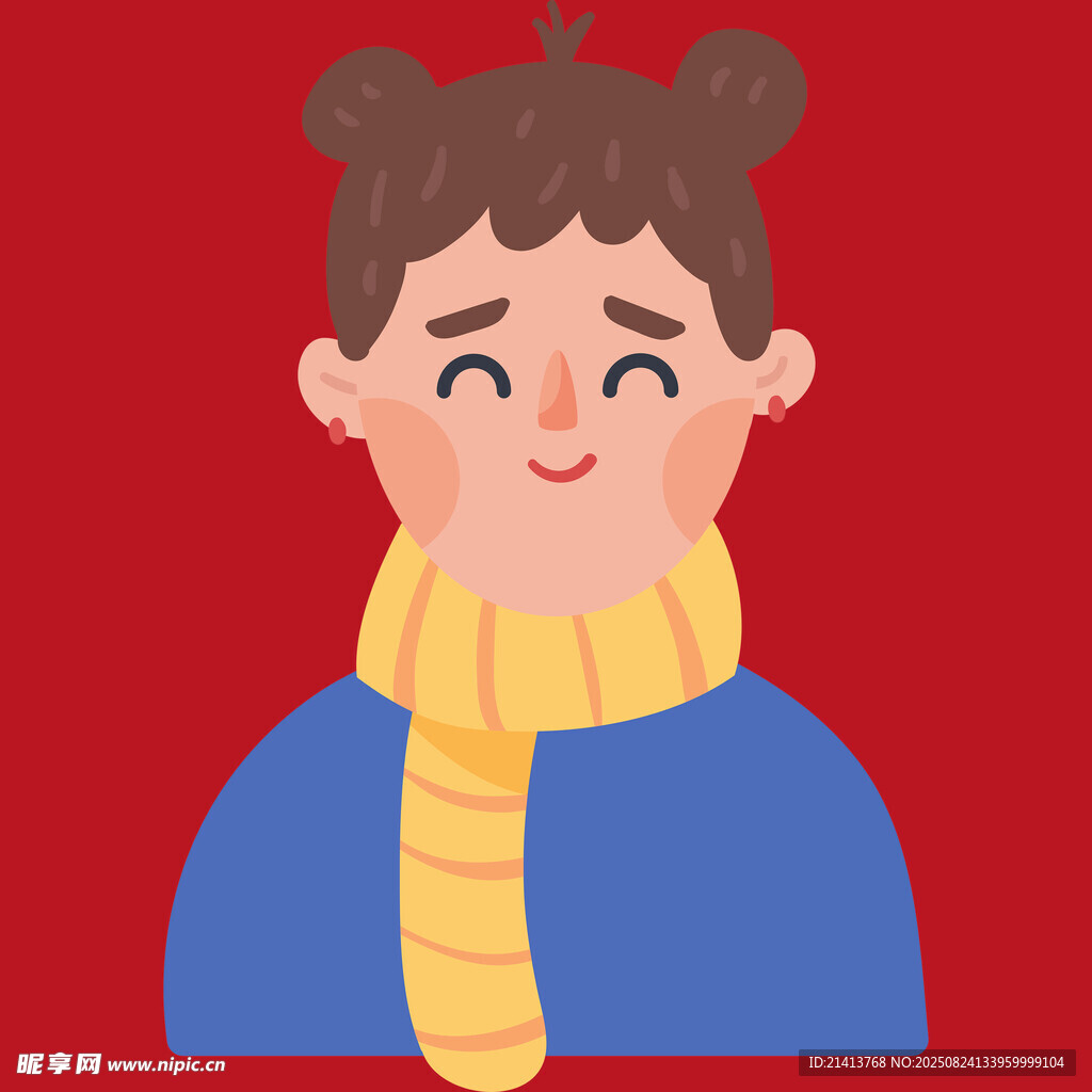 戴围巾微笑的可爱女孩
