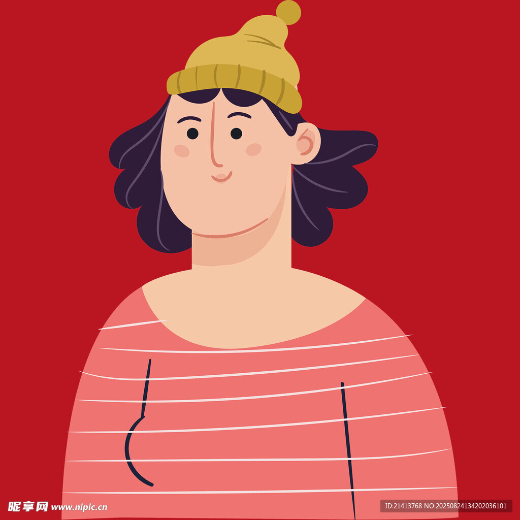 戴帽条纹上衣女士形象