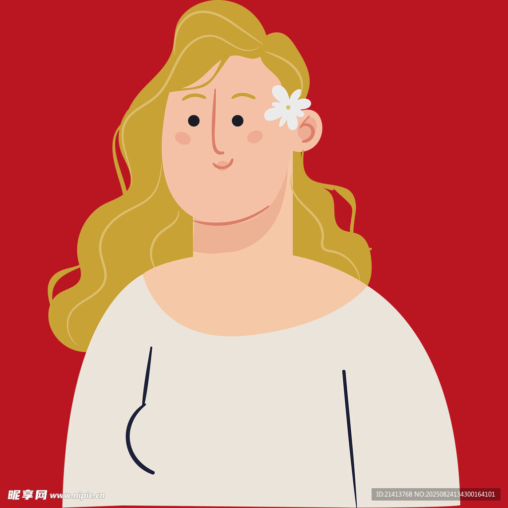 金发戴花的女性形象