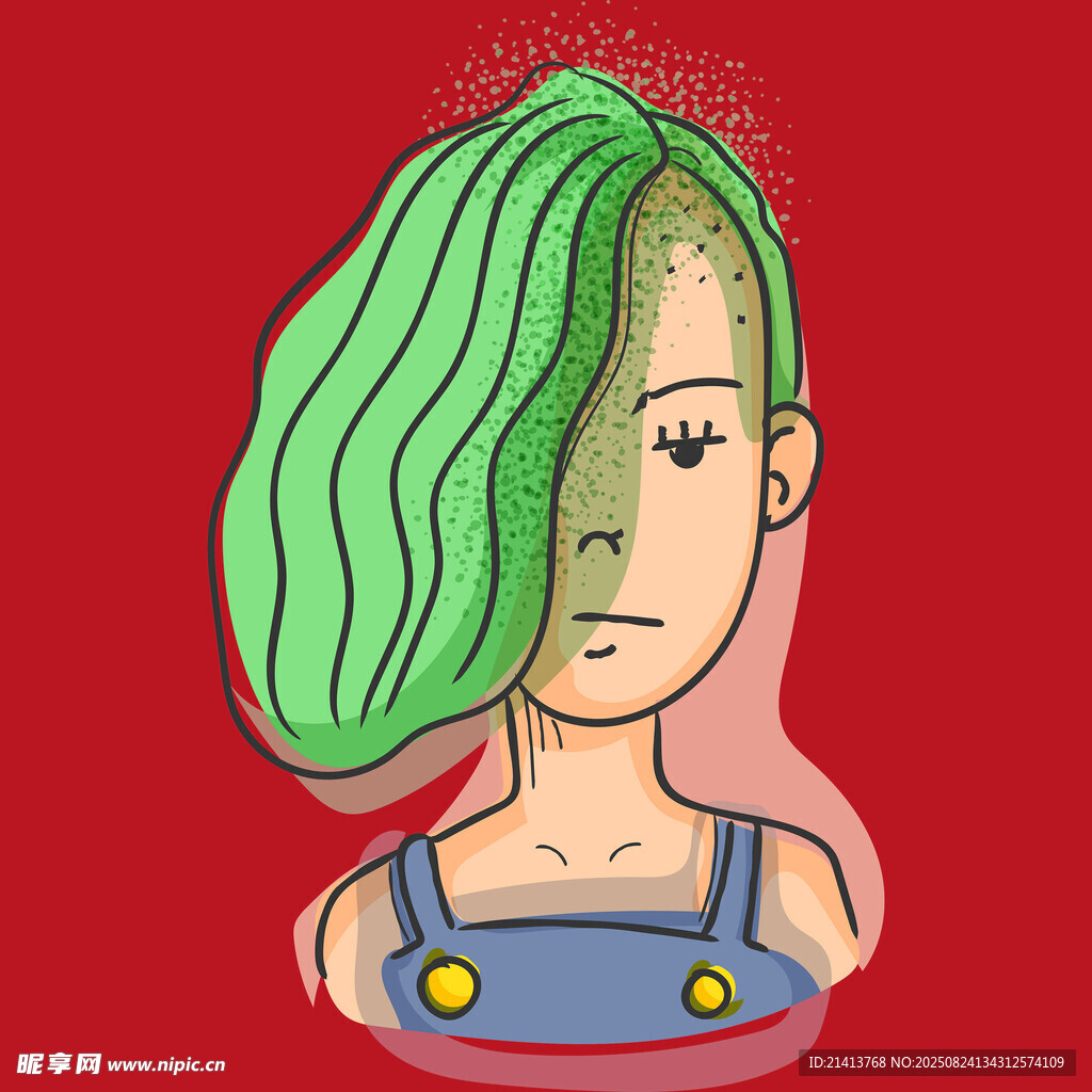 绿发女孩卡通形象