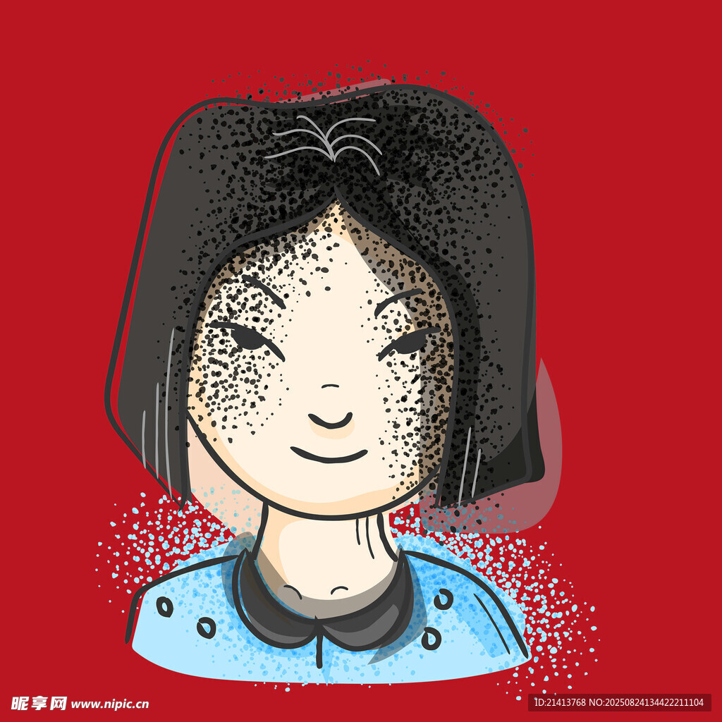 卡通风格微笑女孩头像