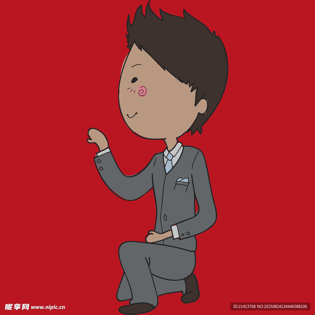 西装男孩的俏皮姿态