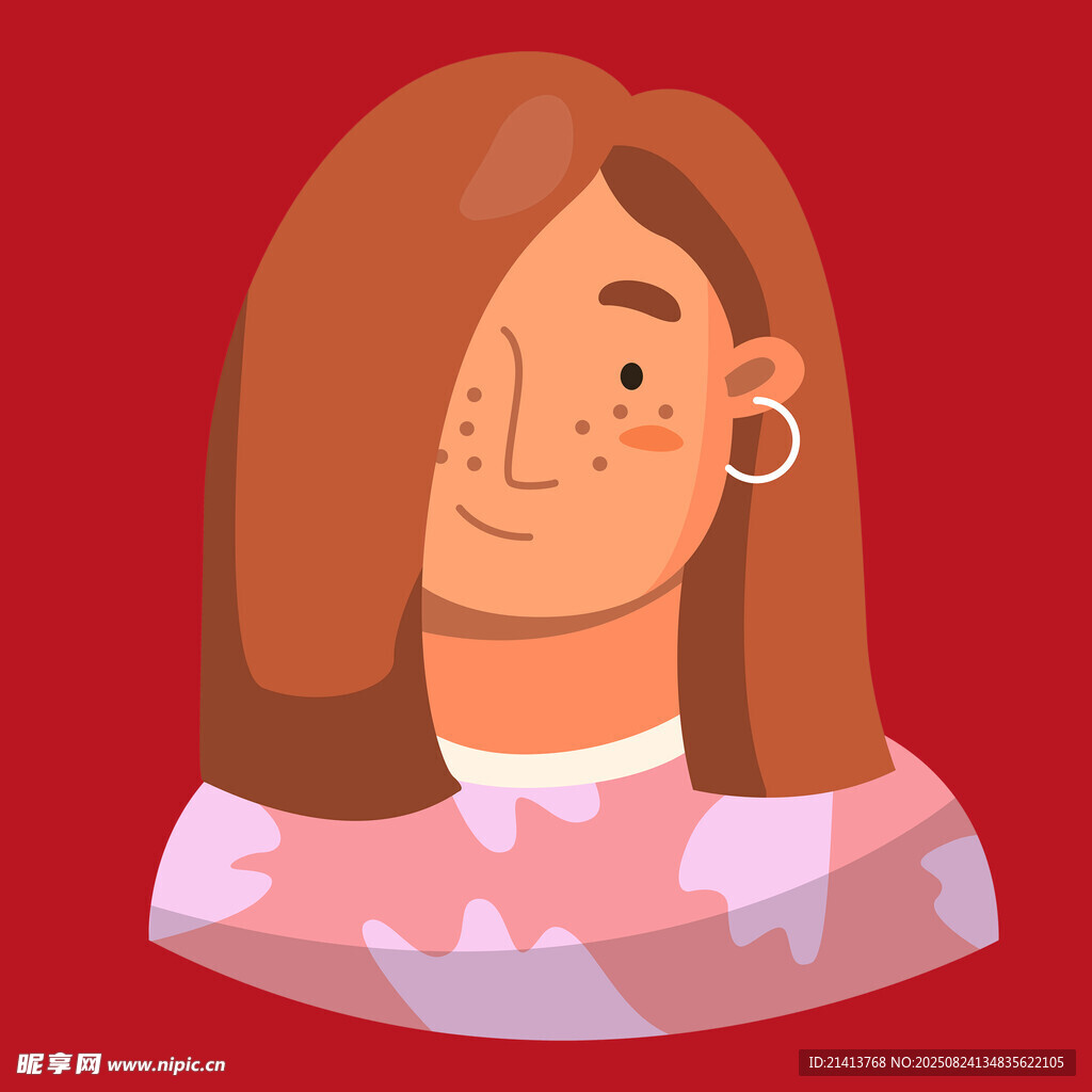 卡通风格长发女孩头像