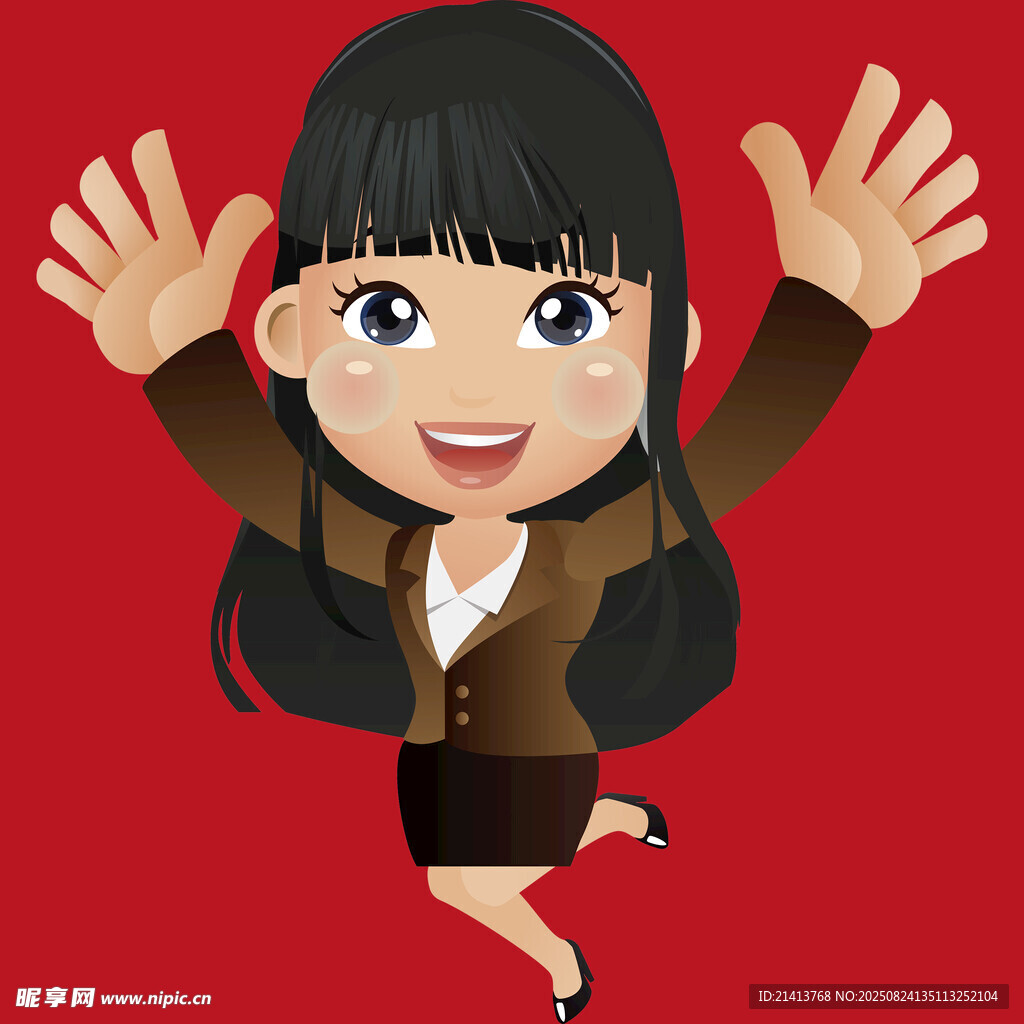 欢快跳跃的职场女性形象