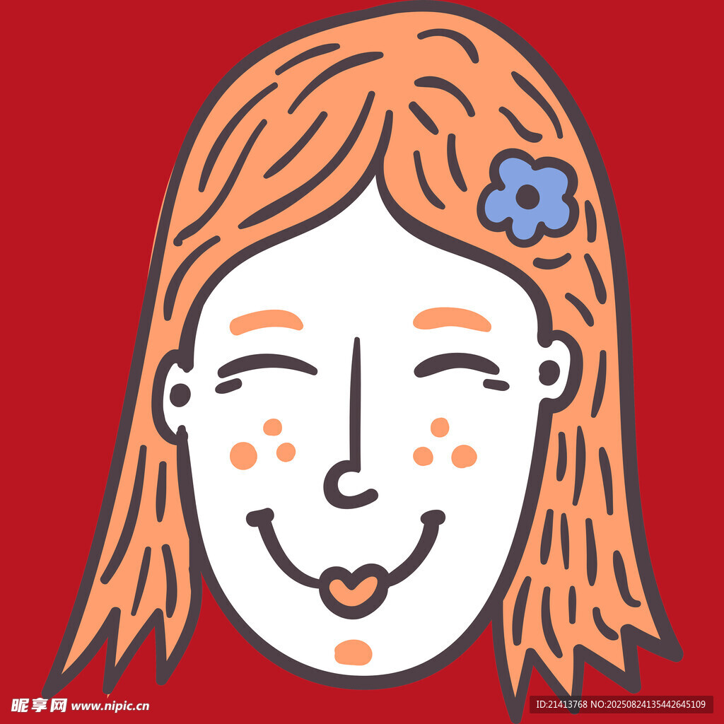 微笑女孩头像插画