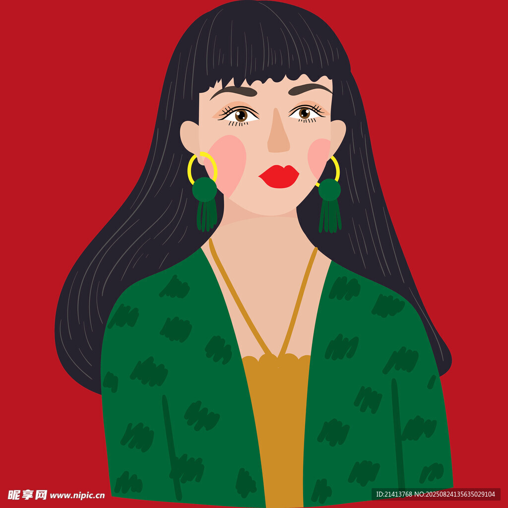 时尚装扮的长发女性