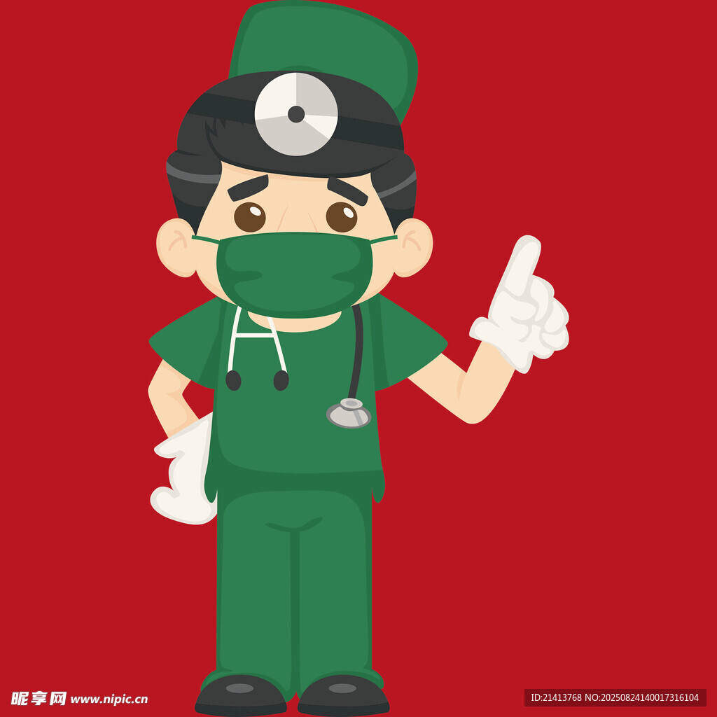 可爱绿衣医生卡通形象