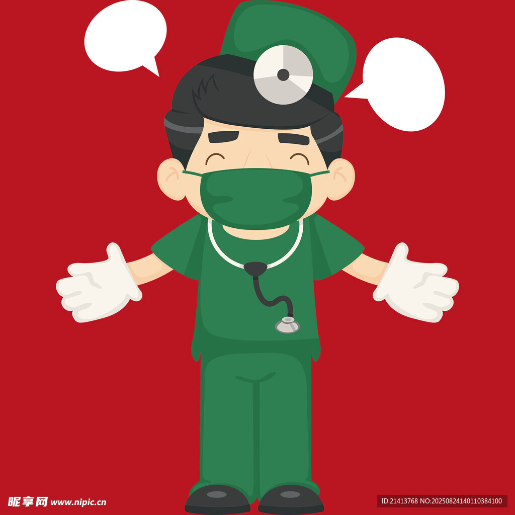 可爱绿衣医护人员形象