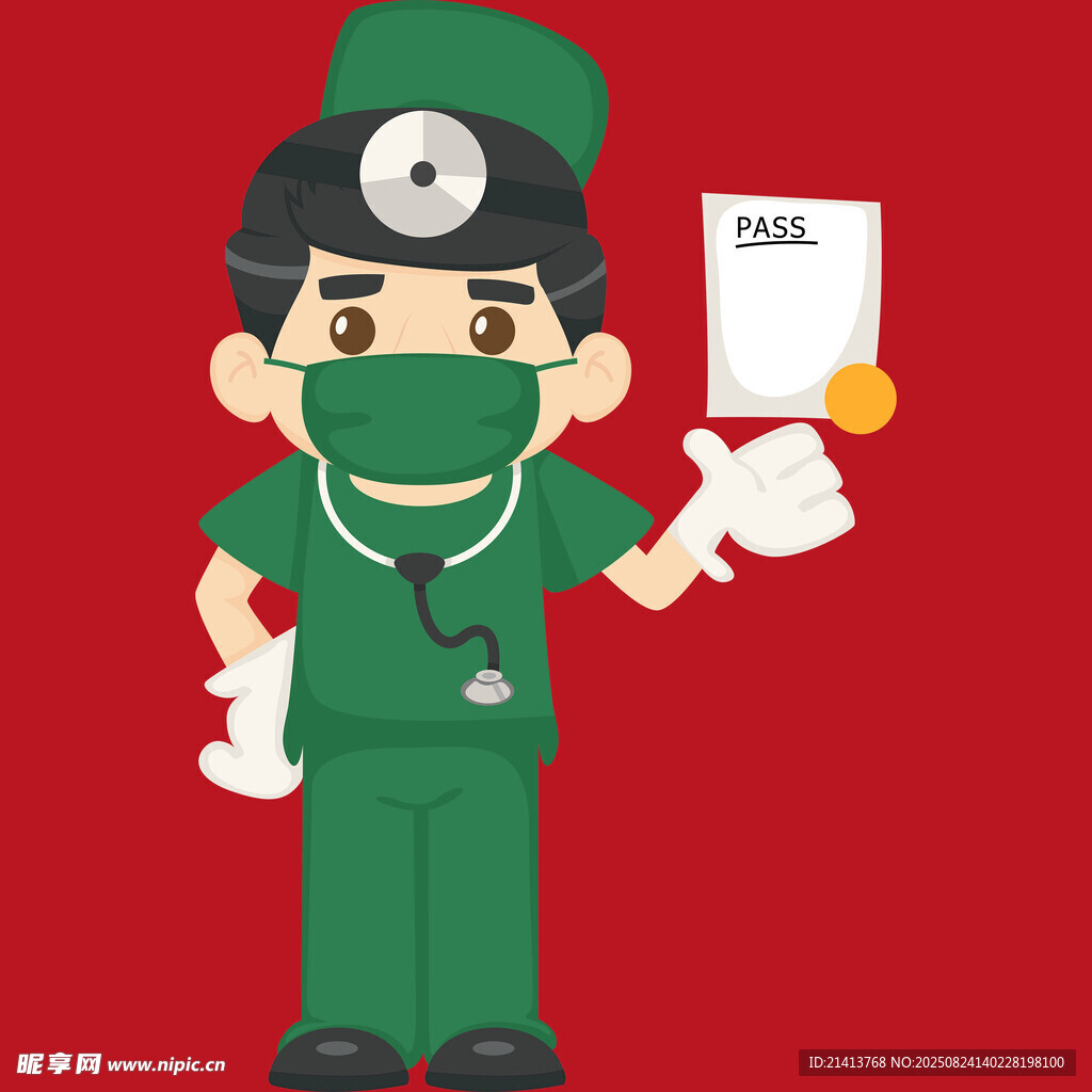 卡通医生展示荣誉证书