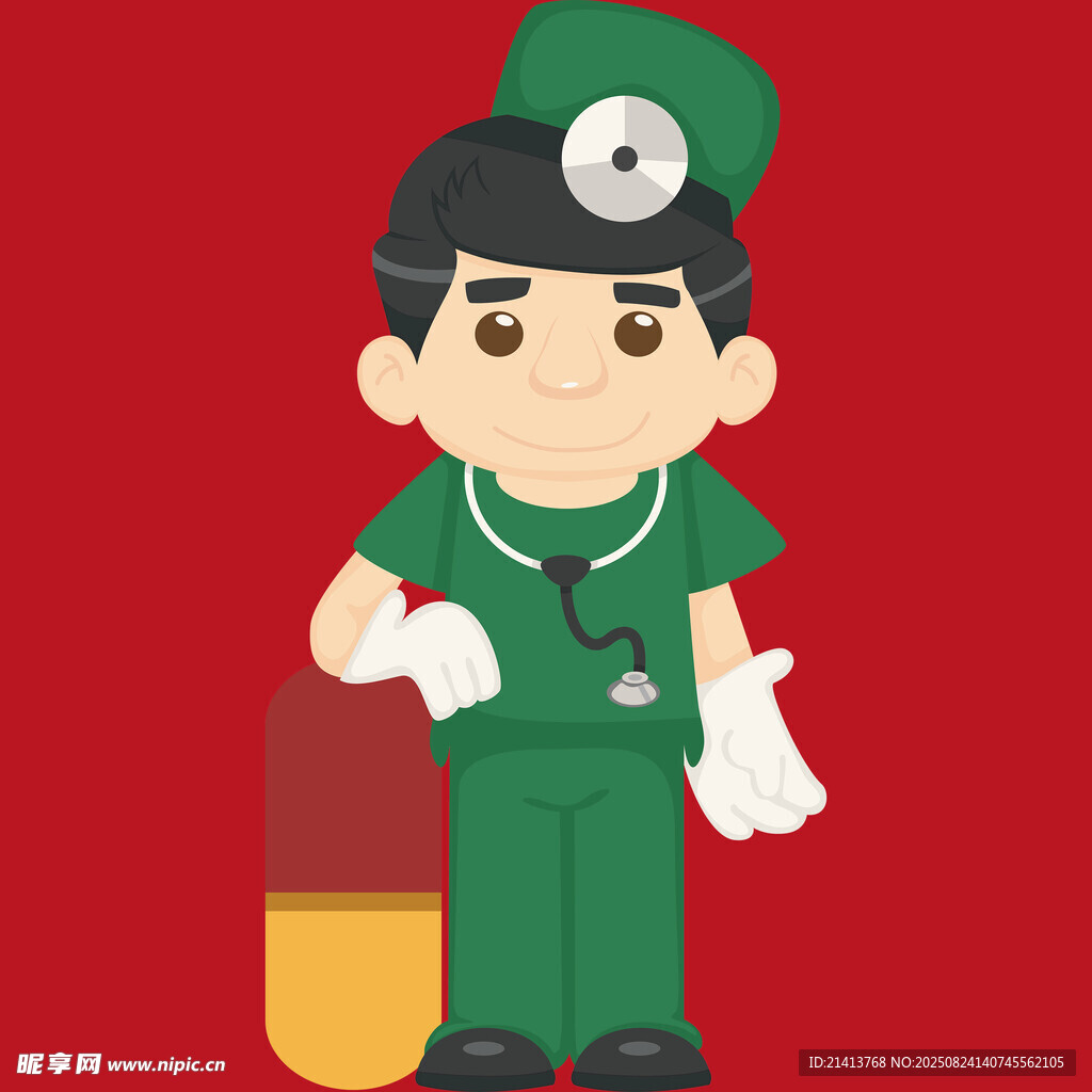 可爱绿衣小医生形象