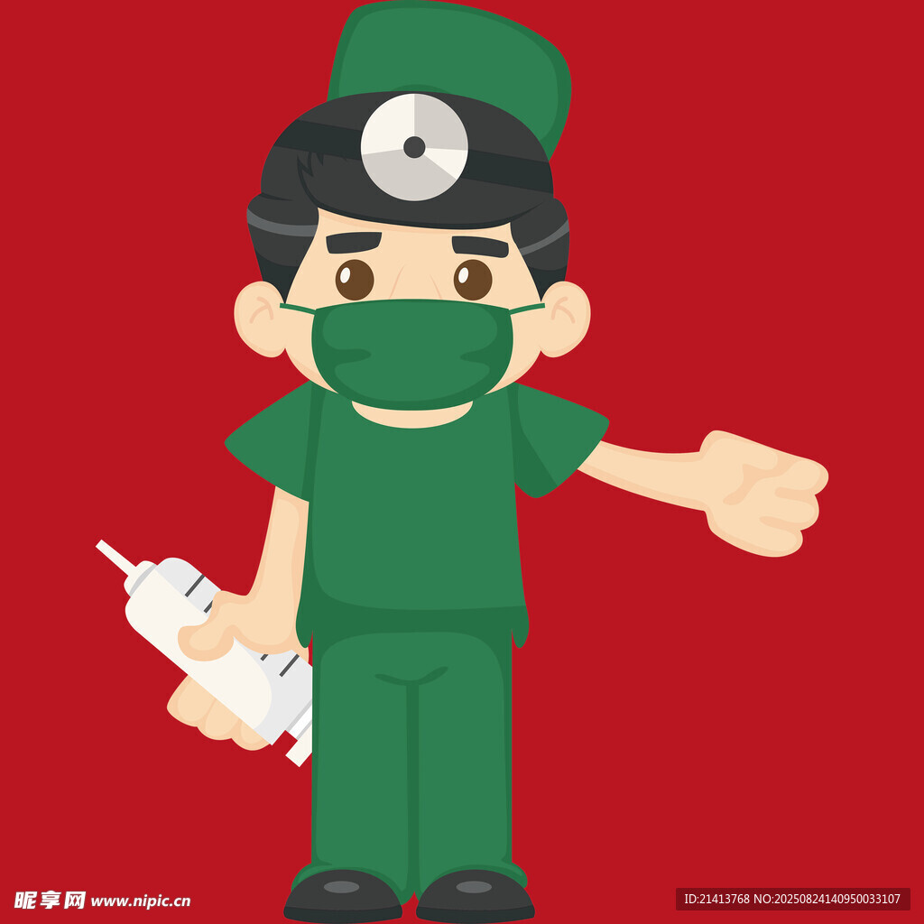 卡通医护人员展示手势