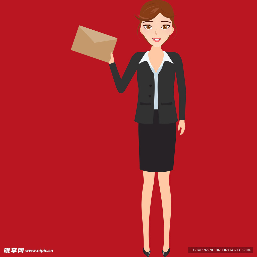 职业女性手持信封展示