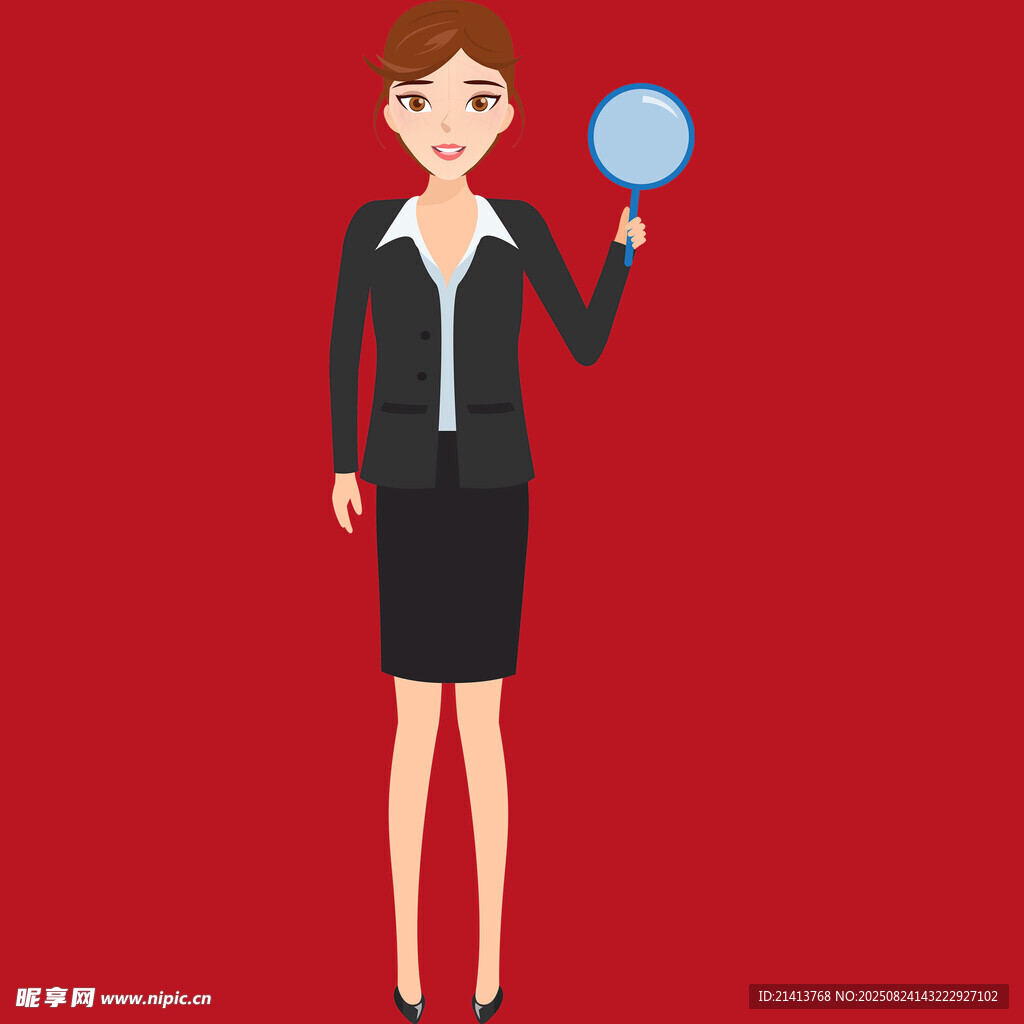 职业女性手持放大镜