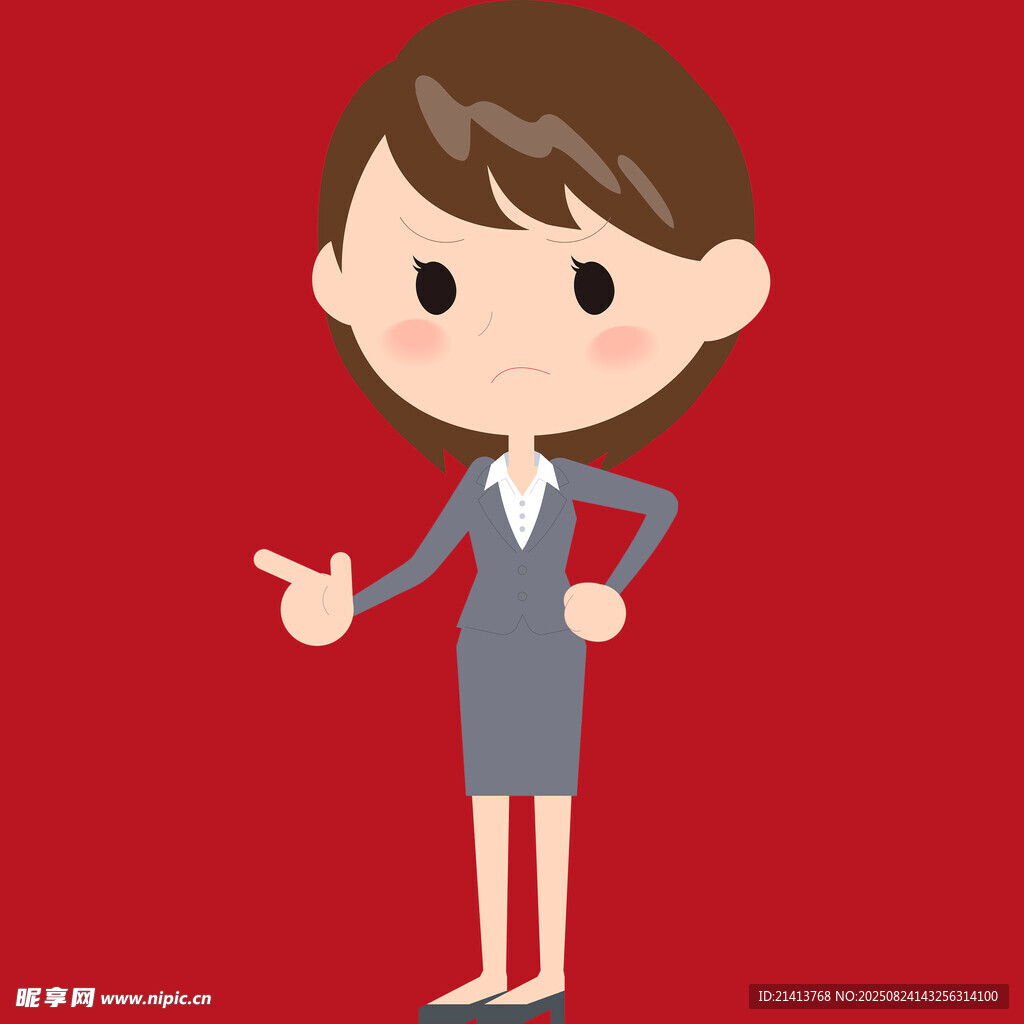 职业女性指向前方