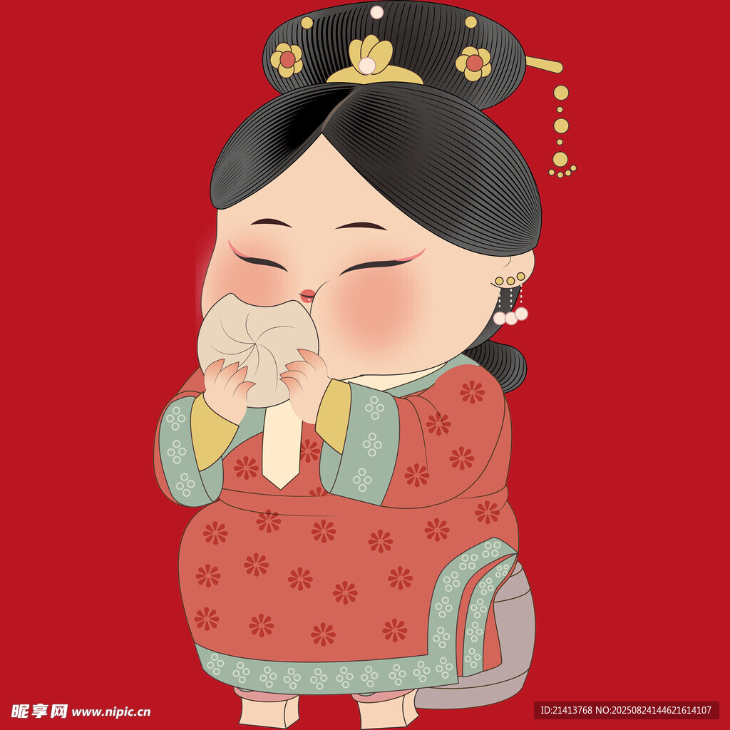 清朝萌娃抱猫贺岁图